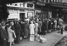 A crowd outside a meat market, New York, USA, 15th October, 1946. Artist: Unknown