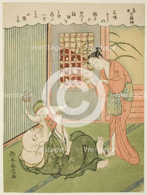 Hotei, from the series "The Seven Gods of Good Luck in Modern Life (Ukiyo shichi fukujin)", c. 1769. Creator: Suzuki Harunobu.