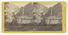 Yo-Semite Fall (2634 feet high), from near Hutchings', with excursion party, 1870. Creator: John P. Soule.