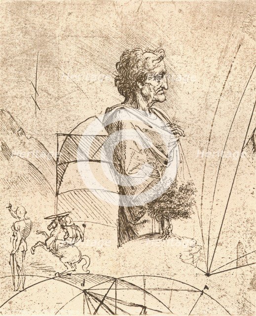 Drawing of a bust and minor sketches, c1472-c1519 (1883). Artist: Leonardo da Vinci.