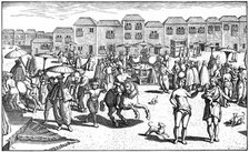 Market in Goa, India, 1599. Artist: Unknown