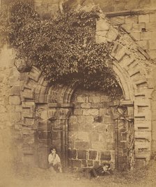 Kirkstall Abbey. Doorway on the North Side, 1850s. Creator: Joseph Cundall.