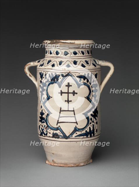 Pharmacy Jar with the Arms of the Hospital of Santa Maria della Scala, Italian, 1425-50. Creator: Unknown.