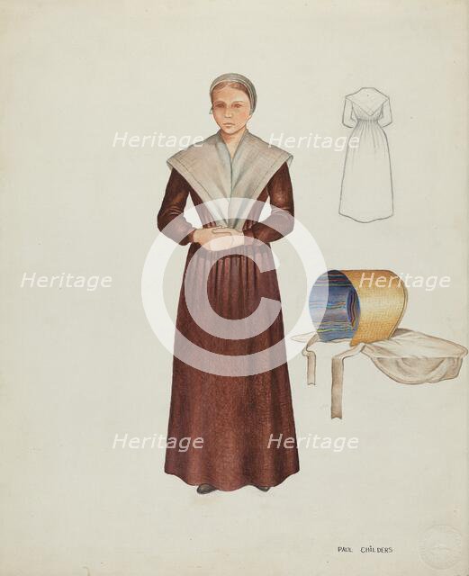 Shaker Costume, c. 1937. Creator: William Paul Childers.