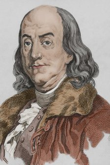 Benjamin Franklin, (1706-1790), American scientist, inventor and politician, 1837, (1850).  Creator: Augustin François Lemaitre.