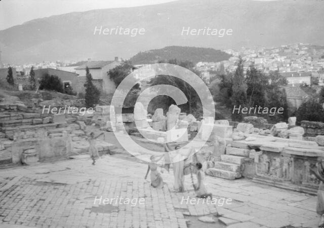Kanellos dance group at ancient sites in Greece, 1929 Creator: Arnold Genthe.