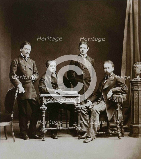 Pyotr Ilyich Tchaikovsky (right) with his Brothers Modest and Anatoly and N.D. Kondratyev, 1875.
