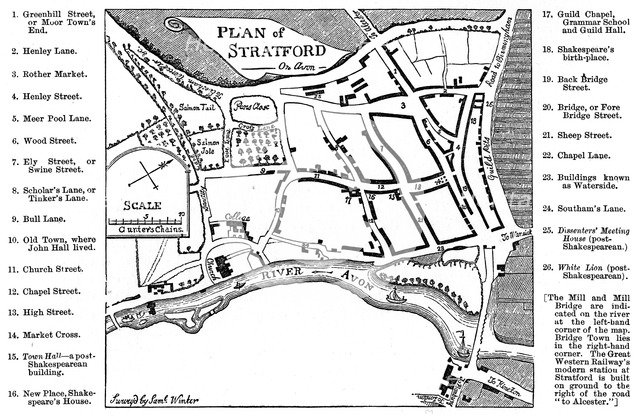 Map of Stratford-upon-Avon, Warwickshire, 1759 (1885).Artist: Edward Hull
