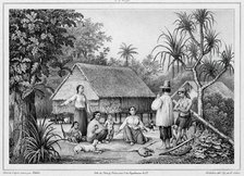 Dwelling at Guam, Mariana Islands, 19th century. Creators: Friedrich Heinrich Kittlitz, Victor Adam, Louis-Pierre-Alphonse Bichebois, Godefroy Engelmann.