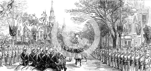 The Royal Visit to Swansea: the procession passing down Walter-Road, 1881. Creator: Unknown.