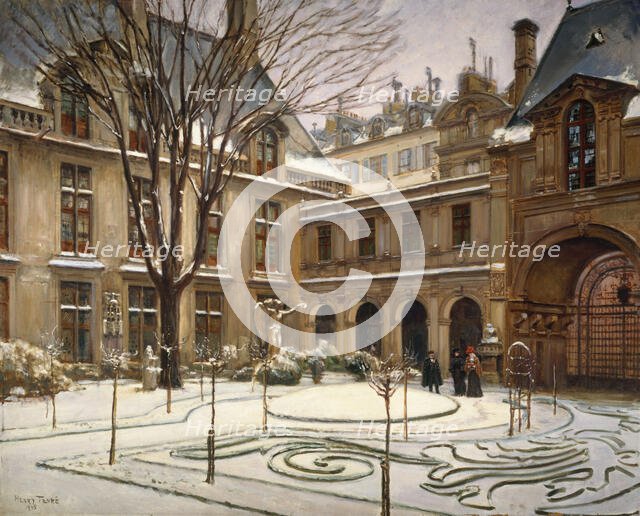 The garden of the Carnavalet museum; snow effect, 1905. Creator: Henry Tenre.