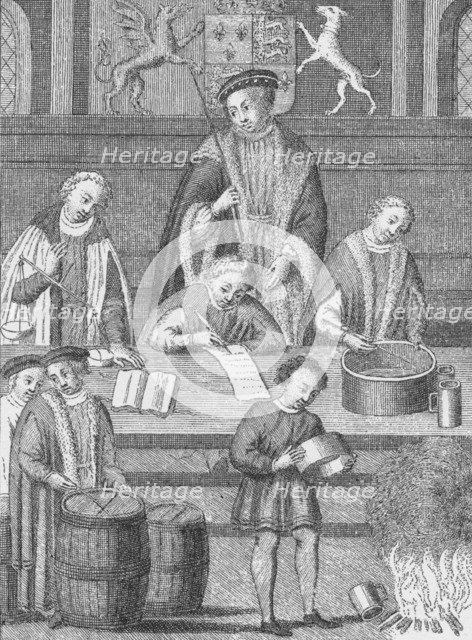The Exchequer in the time of Henry VII, c1490 (1904). Artist: Unknown.