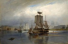 Entrance to Aberdeen Harbour - the Upper Dock, c1880s. Creator: George Russell Gowans.