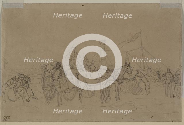 Passengers for Rhine Steamer (verso), second or third quarter 1800s. Creator: Heinrich von Mayr (German, 1806-1871).