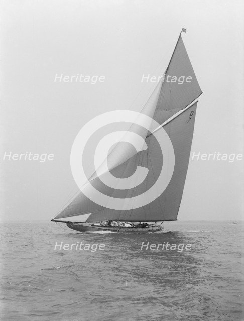 The 15 Metre 'Istria' sailing close-hauled, 1914.  Creator: Kirk & Sons of Cowes.
