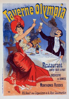 Affiche pour la "Taverne Olympia"., c1900. Creator: Jules Cheret.