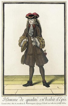 Recueil des modes de la cour de France, 'Homme de Qualité en Habit..., between c1678 and c1681. Creator: Nicolas Arnoult.