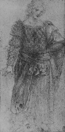 'A Woman With a Plaited Bodice and a Cloak over her Left Arm', c1480 (1945). Artist: Leonardo da Vinci.
