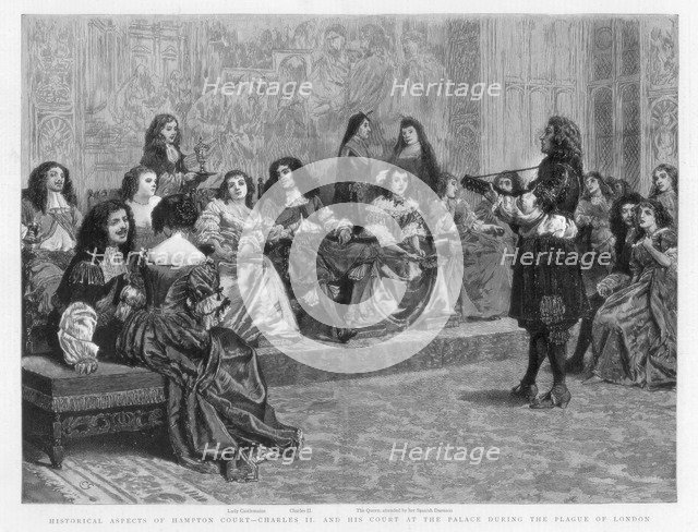 Charles II and his court at the palace during the Plague of London, c1665-1666 (1890). Artist: Unknown