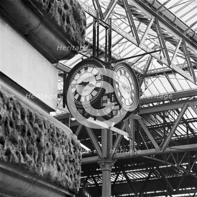 Clock at Waterloo Station, London, 1960-1972. Artist: John Gay