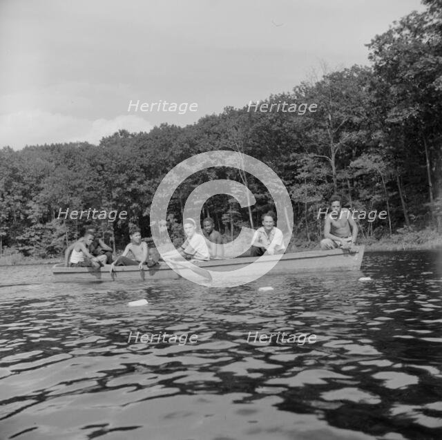 Boating on the lake at Camp Nathan Hale, Southfields, New York, 1943 Creator: Gordon Parks.