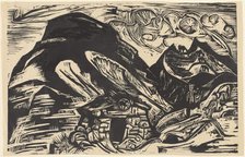 Mountains with a Mountain Hut, 1921. Creator: Ernst Kirchner.