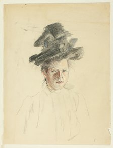 Portrait of a Woman with Black Hat, 1884/1903. Creator: Philip William May.