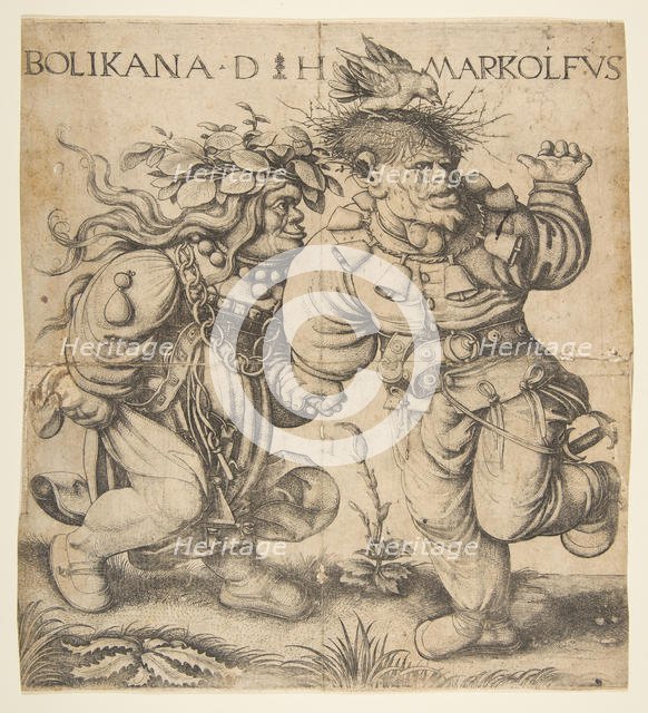 Bolinka and Marcolfus, late 15th-early 16th century. Creator: Daniel Hopfer.