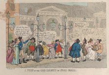 A Peep at the Gas Lights in Pall-Mall, December 23, 1809., December 23, 1809. Creator: Thomas Rowlandson.