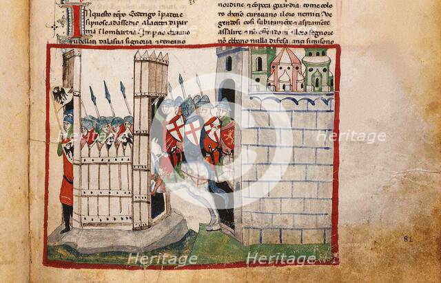 The Battle of Parma on 18 February 1248: The Guelphs attacks Frederick's II Vittoria camp, 1348. Creator: Anonymous.