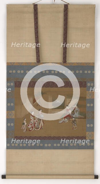 Two yujo making a New Year call upon two others, 18th century. Creator: Kawamata Tsunemasa.