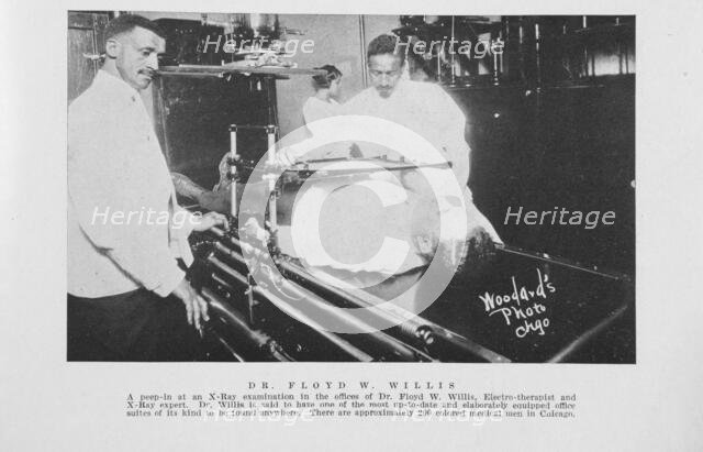 Dr. Floyd W. Willis; A peep-in at an X-ray examination in the offices of Dr. Floyd W..., 1925. Creator: Unknown.