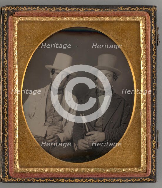 Untitled (Portrait of Two Men with Top Hats), 1855. Creator: Unknown.