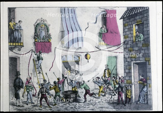 Neighborhood party in Barcelona, 1860. Creator: Puiggari, Ramón (1820-1894).