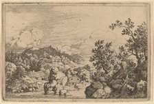 Large Rock Projecting from a River, probably c. 1645/1656. Creator: Allart van Everdingen.