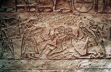 Limestone relief from the Temple of Rameses II, Abu Simbel, Egypt, 13th century BC. Artist: Unknown