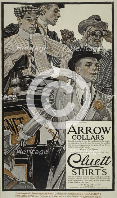 Arrow collars. Cluett shirts. Saturday evening post, Oct 8 1910., c1910. Creator: Unknown.