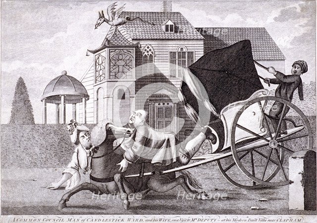 Visit to Mr Deputy - at his modern built villas near Clapham, London, c1750. Artist: Anon