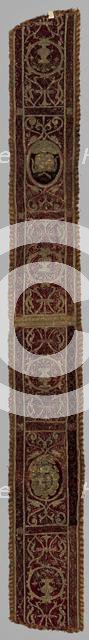 Embroidered Strip of Velvet, 16th century. Creator: Unknown.
