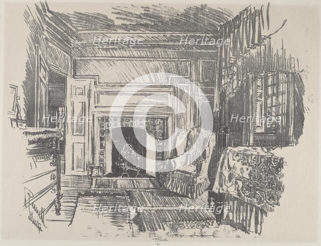 Bed Room, Stenton, 1912. Creator: Joseph Pennell.