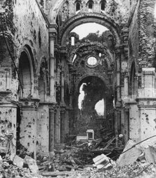 Damaged interior of Albert Cathedral, France, World War I, c1914-c1918. Artist: Nightingale & Co