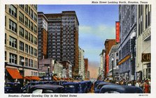 Main Street Looking north, Houston, Texas, USA, 1940. Artist: Unknown