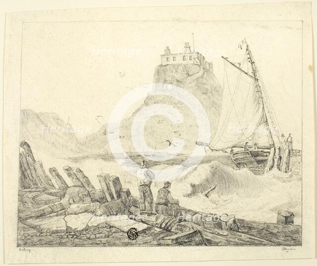 Harbor with Old Castle, c. 1820. Creator: Unknown.