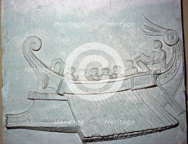 Roman relief of a war triereme. Artist: Unknown