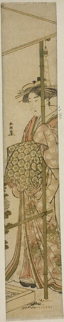 Courtesan Admiring Chrysanthemums, c. 1780/1801. Creator: Katsukawa Shuncho.