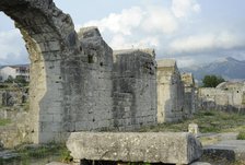 Partial view of the amphitheater ruins, ancient city of Salona, Solin, Croatia, 2018.  Creator: Unknown.