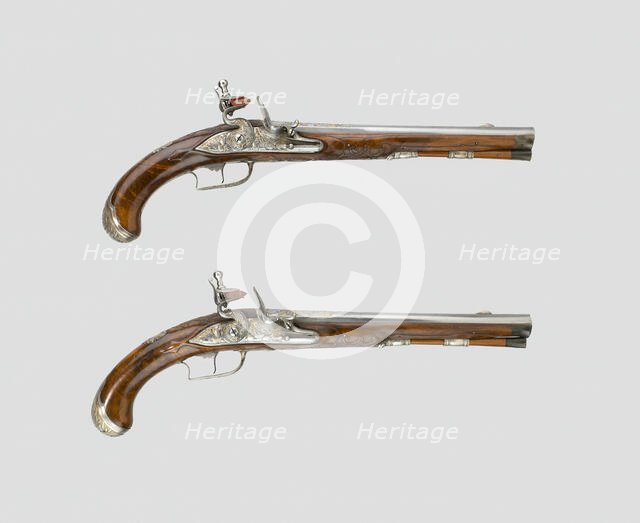 Flintlock Holster Pistol (One of a Pair), France, 1720. Creator: Unknown.