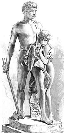 Shielding the Helpless: group by the late E. B. Stephens, in the Royal Academy Exhibition, 1883. Creator: Unknown.