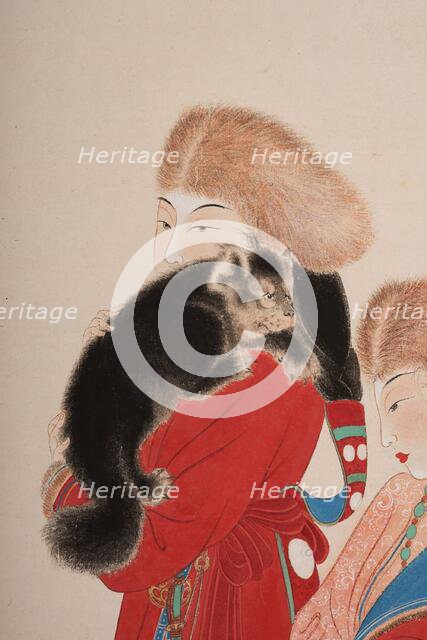 Tibetans with Mastiff, 1944. Creator: Zhang Daqian.