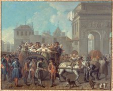 La Conduite des filles de joie à la Salpêtrière : le passage près de la porte Saint-Bernard, 1757. Creator: Etienne Jeaurat.